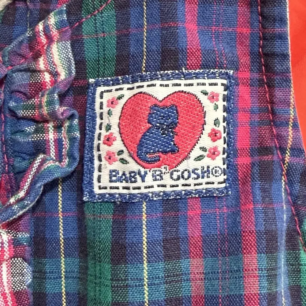 Vintage OshKosh Baby B’Gosh Red Purple Plaid Bubble Romper Size 6-9 Months 80s